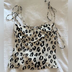 Reformation Black and Cream Leopard Camisole